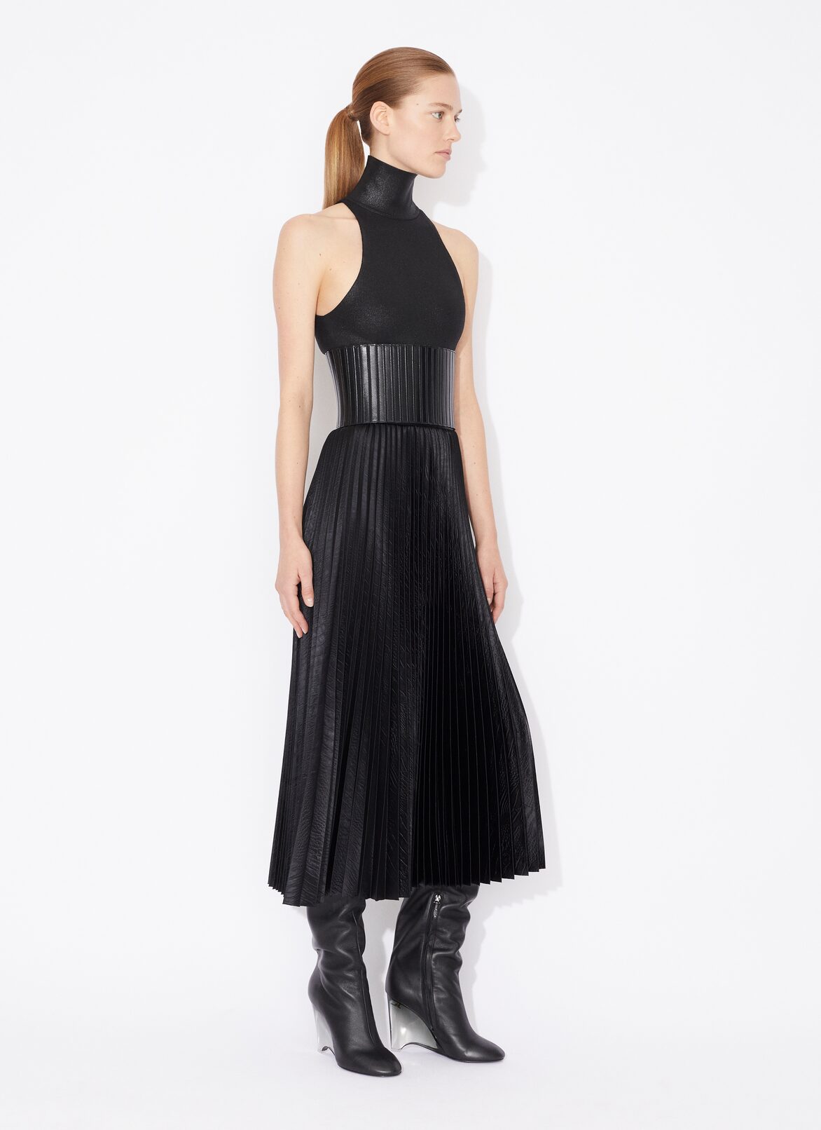CROCODILE SATIN MIDI SKIRT ALAÏA BLACK CROCODILE SATIN MIDI SKIRT